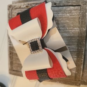 NWT Santa Claus Faux Leather Red and Black Sparkle Belt with Clip